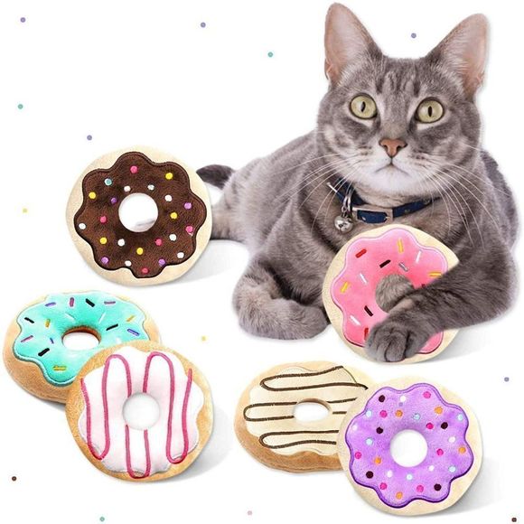 6 Pack Donut Cat Catnip Toys Kitten Chew Knickknack Sprinkles Interactive Pillow - Picture 1 of 2